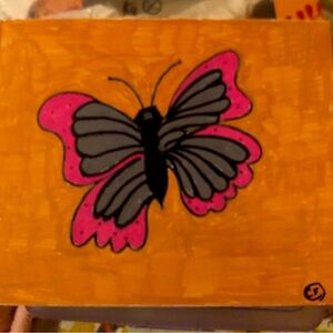 Pink and Gray Butterfly Art Piece